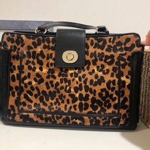 Cole Haan bl. leather/animal hair leopard purse